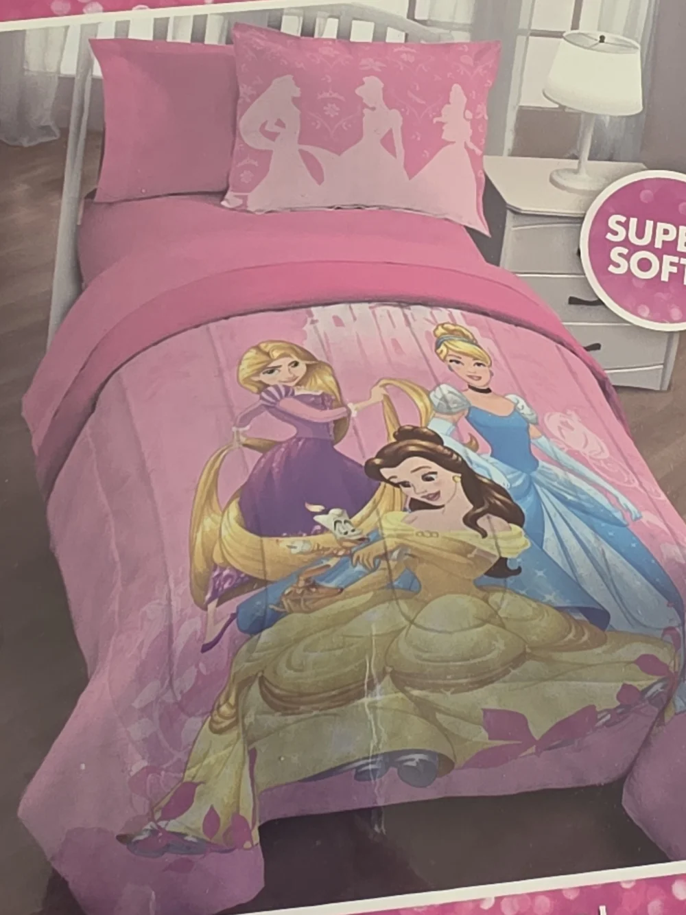 Disney Princess Pink and Blue Comforter Set with Sham